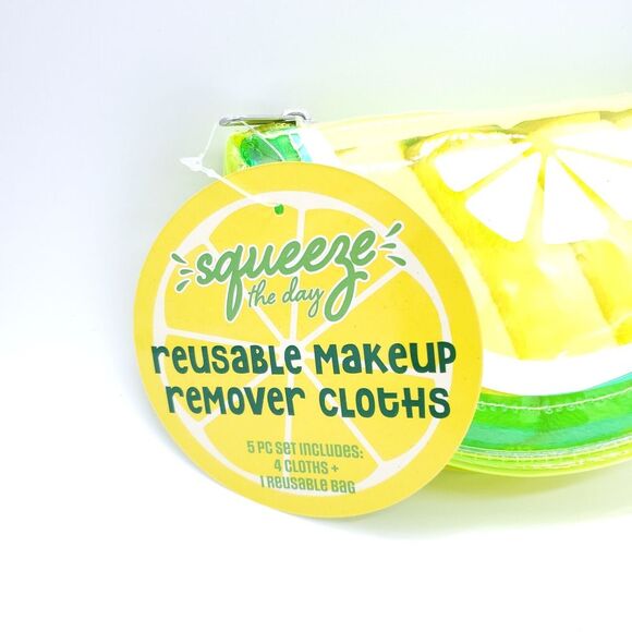 Squeeze the day 5 pc set Reusable Makeup Remover Cloths Washable Microfiber NEW - Picture 2 of 2